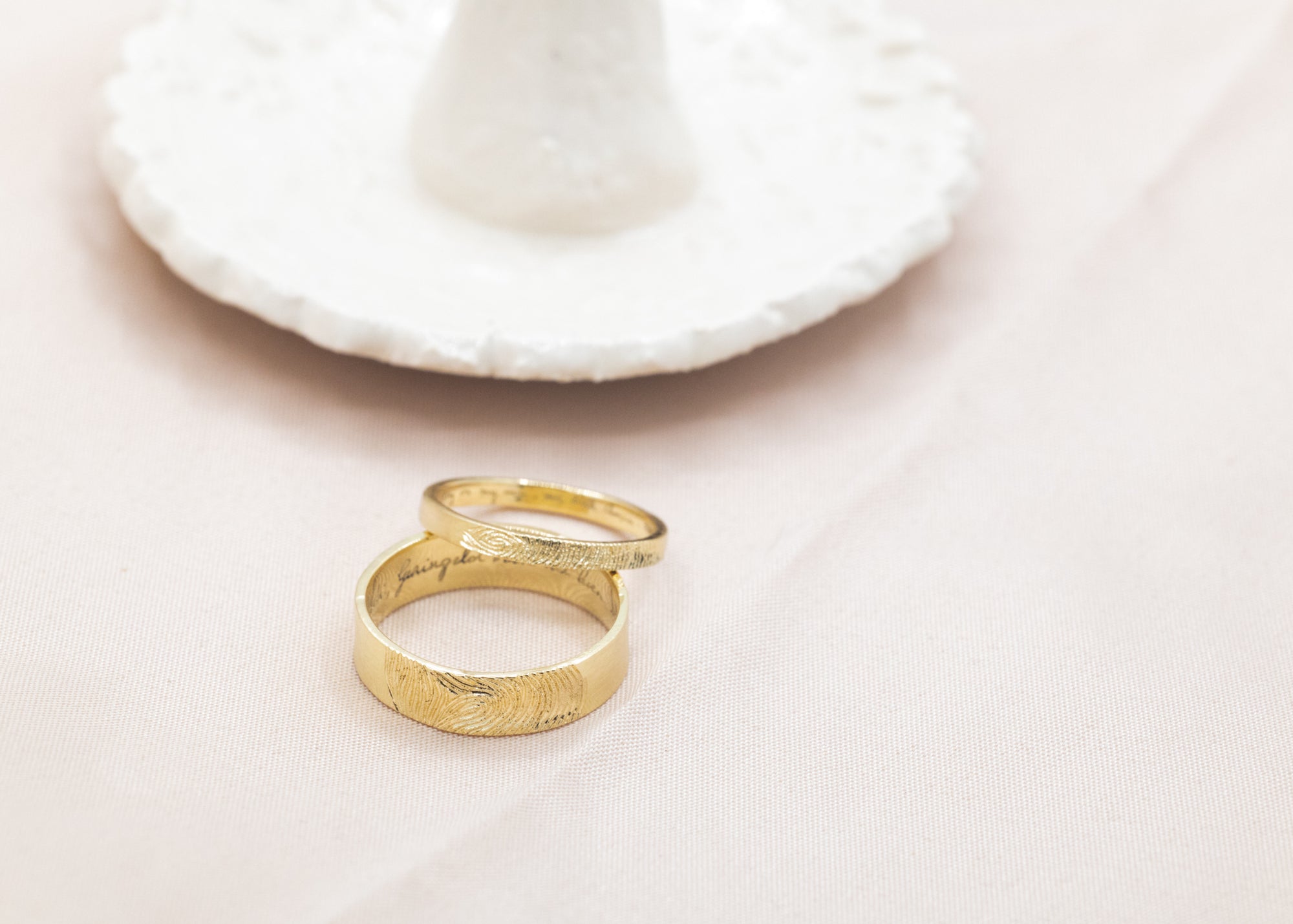 Trouwringen set met vingerafdruk